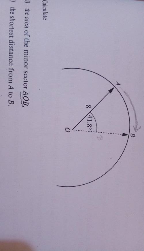 Help me with this question pliz

also show that the length of the minor arc AB equals to 5.84cm co