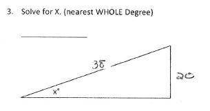 Solve for X. (nearest WHOLE degree)