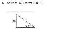 Solve for X (nearest TENTH) A.48.9 B.55.4 C.12.2 D.29.4