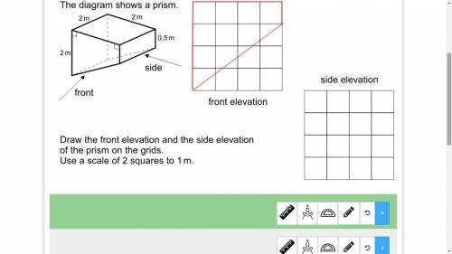 Please Help The diagram shows a prism. Draw the front elevation and side elevation of the prism on