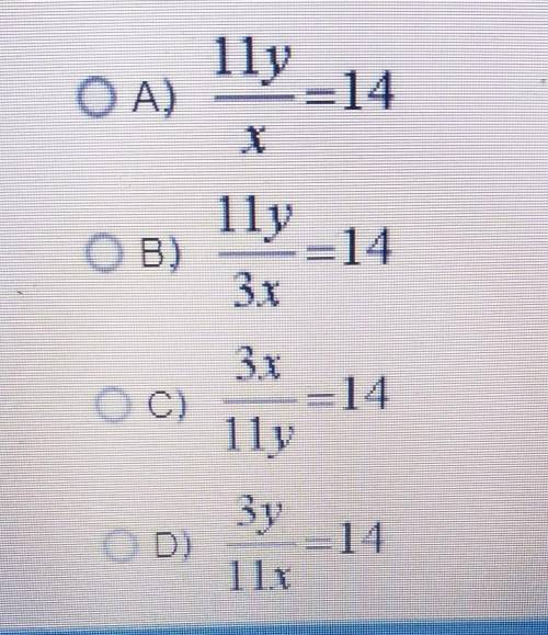 Which equation represents the statement the quantity eleven times y divided by the quantity three