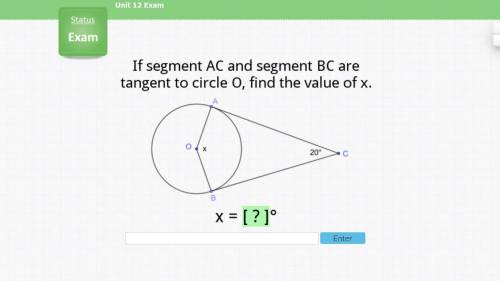 If segment ac and segment bc are tangent to circle o,find the value of x
