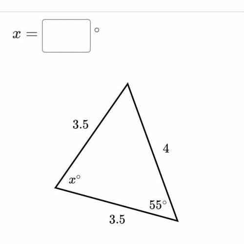 Find the value of 
x in the triangle shown below.