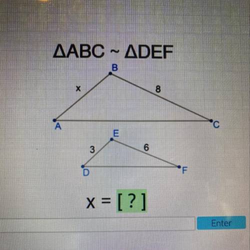 AABC - ADEF 
Find the value of x