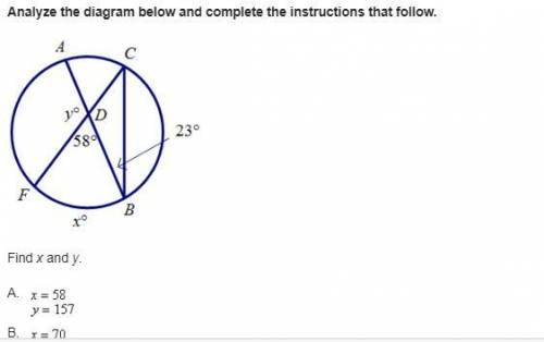 Analyze the diagram below and complete the instructions that follow. Find x and y.