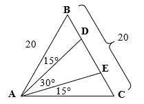 Need help use screenshot(SAT Prep) In △ABC, AB = BC = 20 and DE ≈ 9.28. Approximate BD. bd equals?