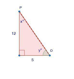 Use the image below to answer the following question. Find the value of sin x° and cos y°. What rel