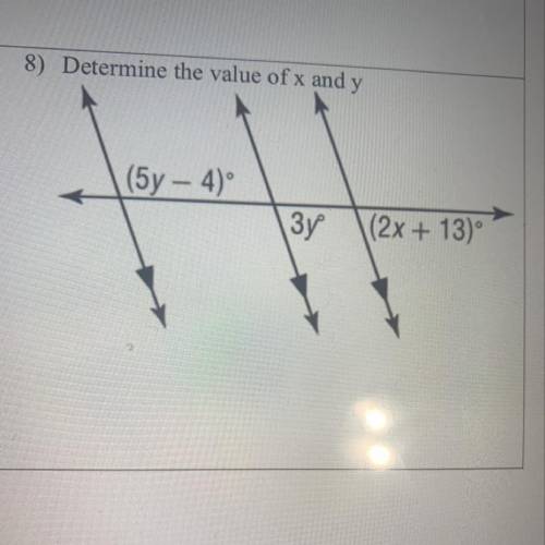 Determine the value of x and y