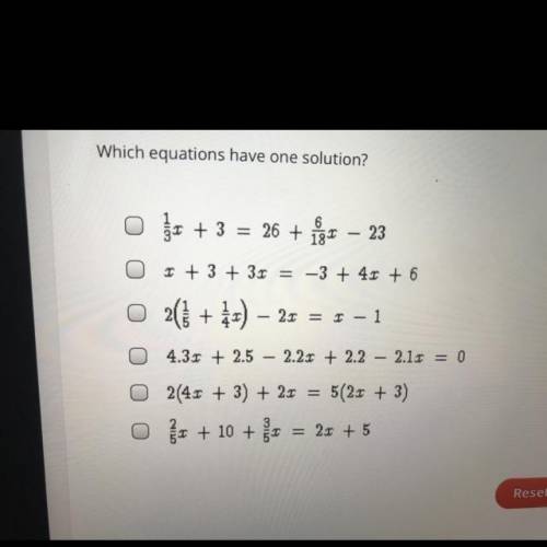 Which equation has one solution?