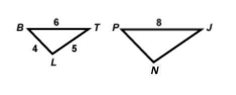 The triangles below, m∠B=m∠P and m∠T=m∠J. What is the length of JN¯?