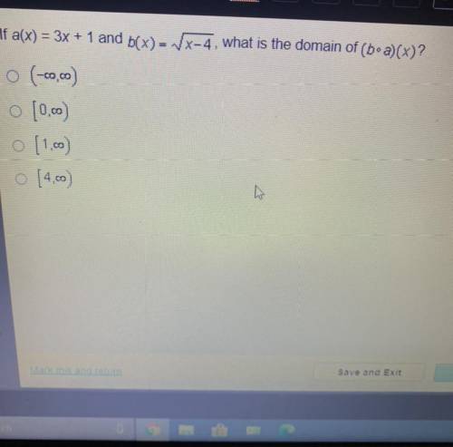 If a(x) = 3x + 1 and b(x) = sqrt x-4 what is the domain of (b•a)(x)
