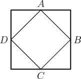 Points A,B,C and D are midpoints of the sides of the larger square. If the smaller square has area