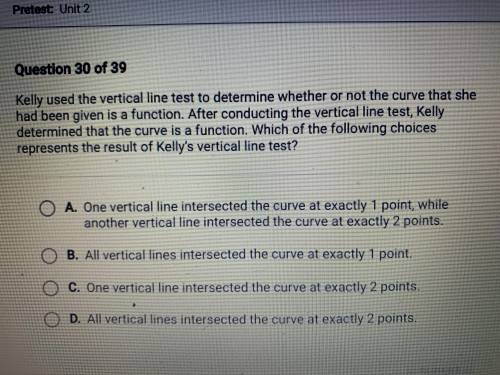 Kelly used the vertical line test to determine whether or not the curve that she had been given is