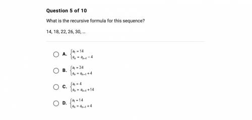 What is the recursive formula for this sequence 14,18,22,26,30
