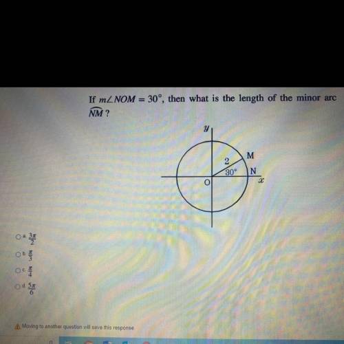 If mZNOM = 30°, then what is the length of the minor arc
NM?
