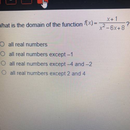 What is the domain of the function f(x) = x + 1/ x^2 - 6 + 8?