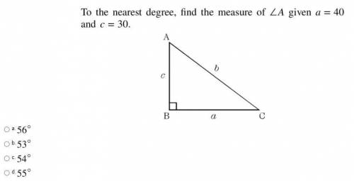 To the nearest degree, find the measure of