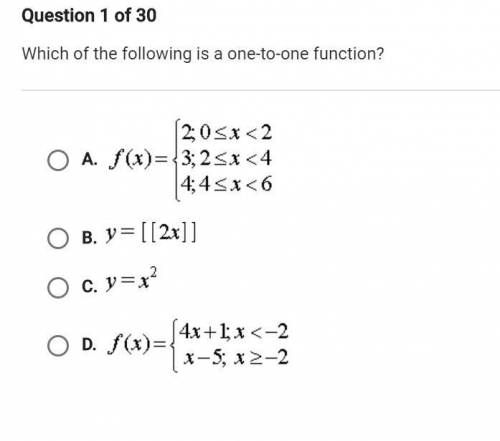 Which of the following is a one to one function?