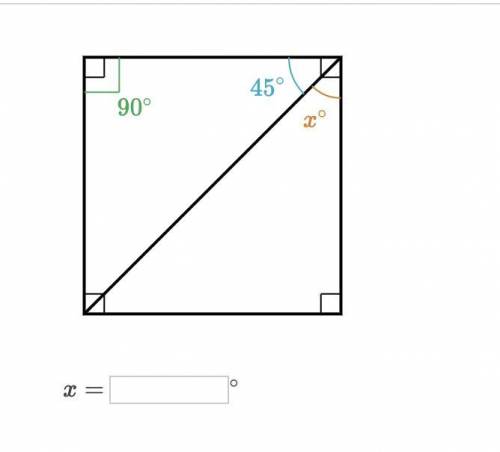 Solve for x 90°, 45°, and x°