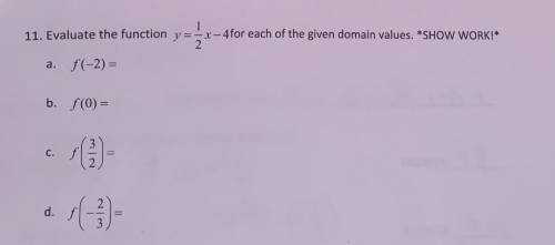 Whats the function for each of the given domain values?