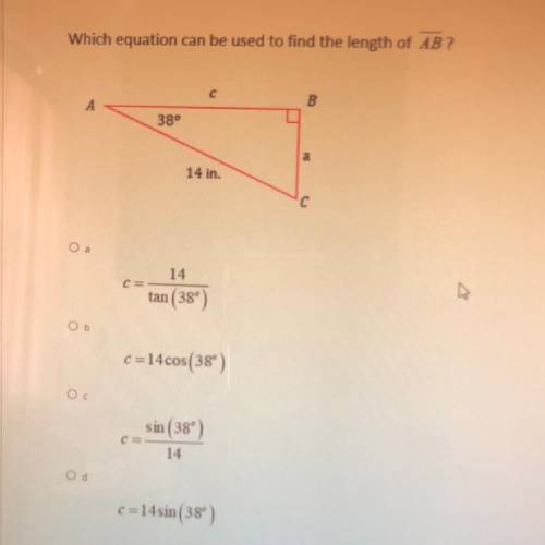 Which equation can be used to find the length of AB