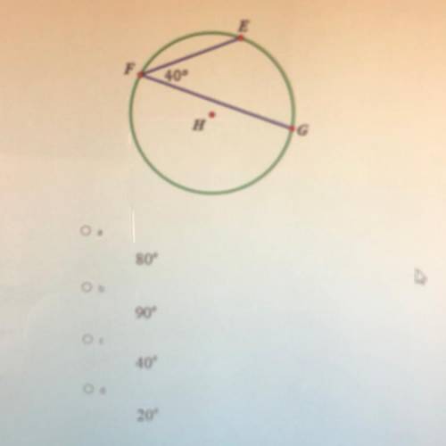 What is the measure of arc angle EG