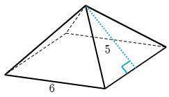 Which expression can be used to find the surface area of the following square pyramid?