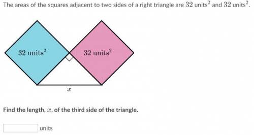 Find the length of, x, of the third side of the triangle.