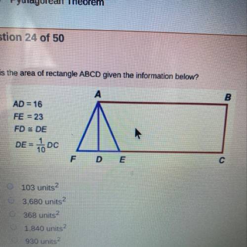 What is the area of rectangle ABCD given the information below?