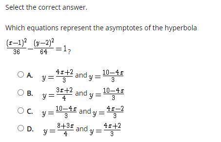 Which equations represent the asymptotes of the hyperbola?