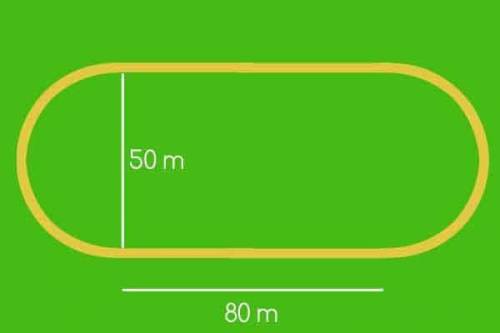 FIRST GETS BRAINLLEST What is the perimeter of the track, in meters? Use π = 3.14 and round to the