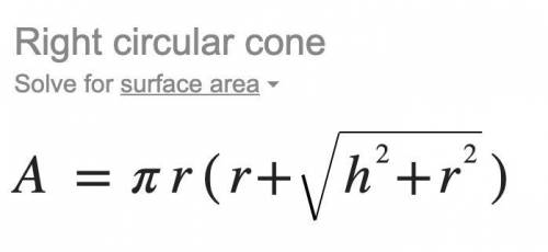 *ANSWER PLS TY* Find the surface area of this cone.