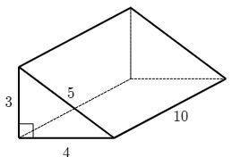 Which expression can be used to find the surface area of the following triangular prism? And stop r