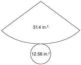 Find the surface area of the cone represented by the net below.

31.4 in.2 43.96 in.2 394.38 in.2