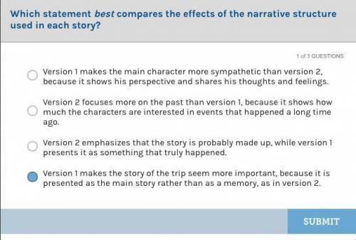 Which statement best compares and effects of the narrative structure used in each story?