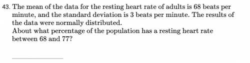 What percentage of the population has a heart rate between 68 and 77