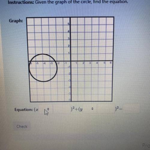 Given the graph of the circle find the equation