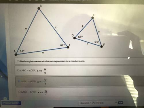 WILL MARK BRAINLIEST Decide whether the triangles are similar. If so, determine the appropriate exp