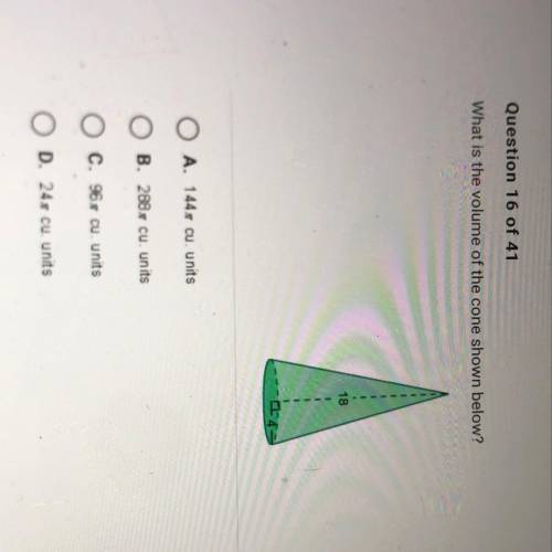 What is the volume of the cone shown below?