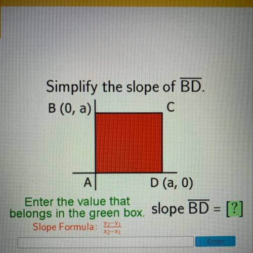 Simplify the slope of bd