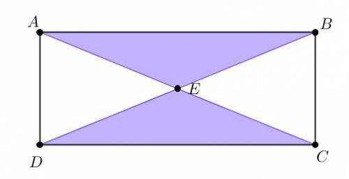 In rectangle ABCD, point E lies half way between sides AB and CD and halfway between sides AD and B