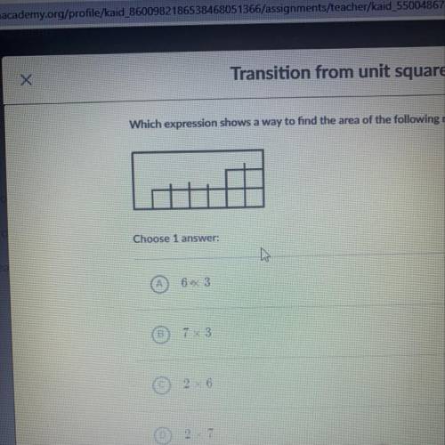 PLEASE HELP!!! 
Which expression shows a way to find the area of the following rectangle?
