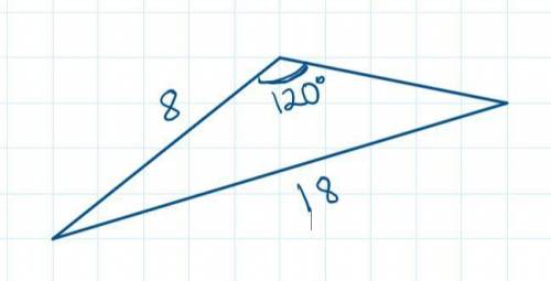 Bob says that he can find the area of the triangle below using the formula: A =  * 8 *18 * sin (120
