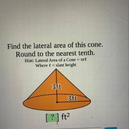 Find the lateral area of this cone