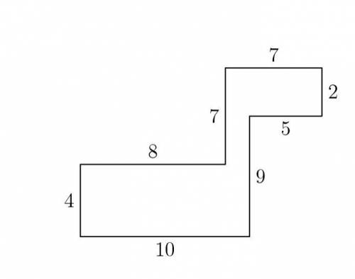 Find the area of the following rectilinear figure.