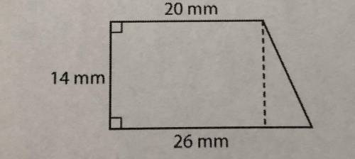 What is the area of the polygon shown below? (in the image). A. 322 mm^2 B. 364 mm^2 C. 520 mm^2 D.