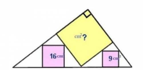 There are three squares inside the triangle . Find the area of the third triangle with steps , plea