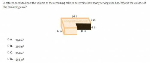 A caterer needs to know the volume of the remaining cake to determine how many servings she has. Wh