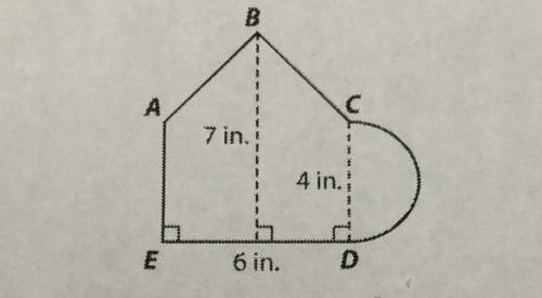 To the nearest tenth, what is the area of the figure shown in the image? Segment BF is a line of sy