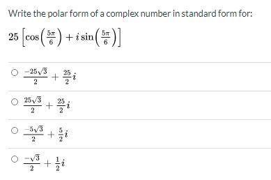 Write the polar form of a complex number in standard form for